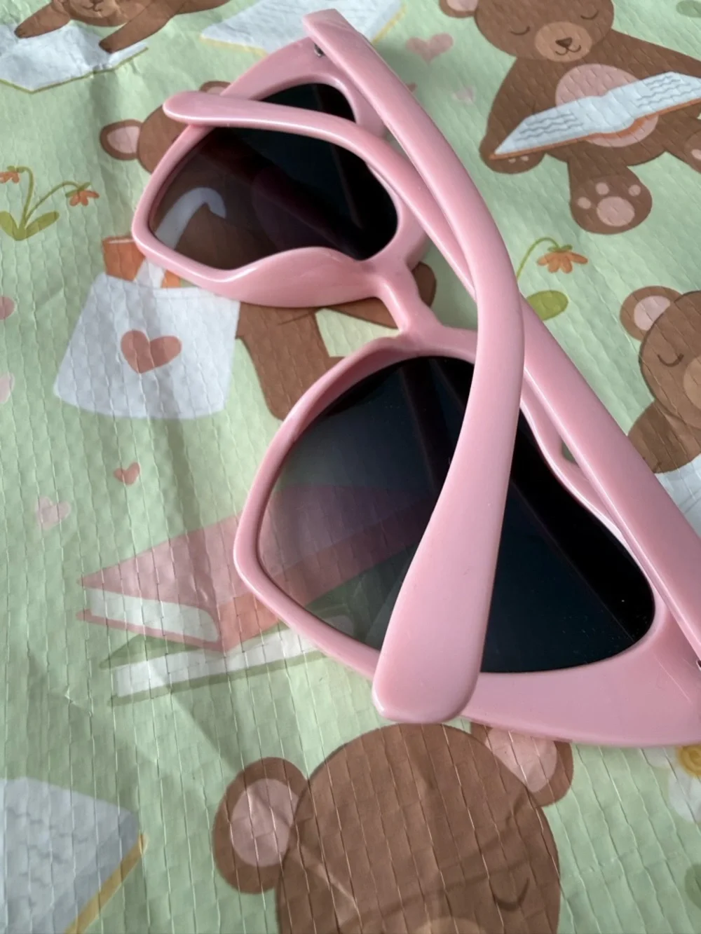 3 Pairs of Heart Shaped Plastic Sunglasses in Red, Pink and Light Tan